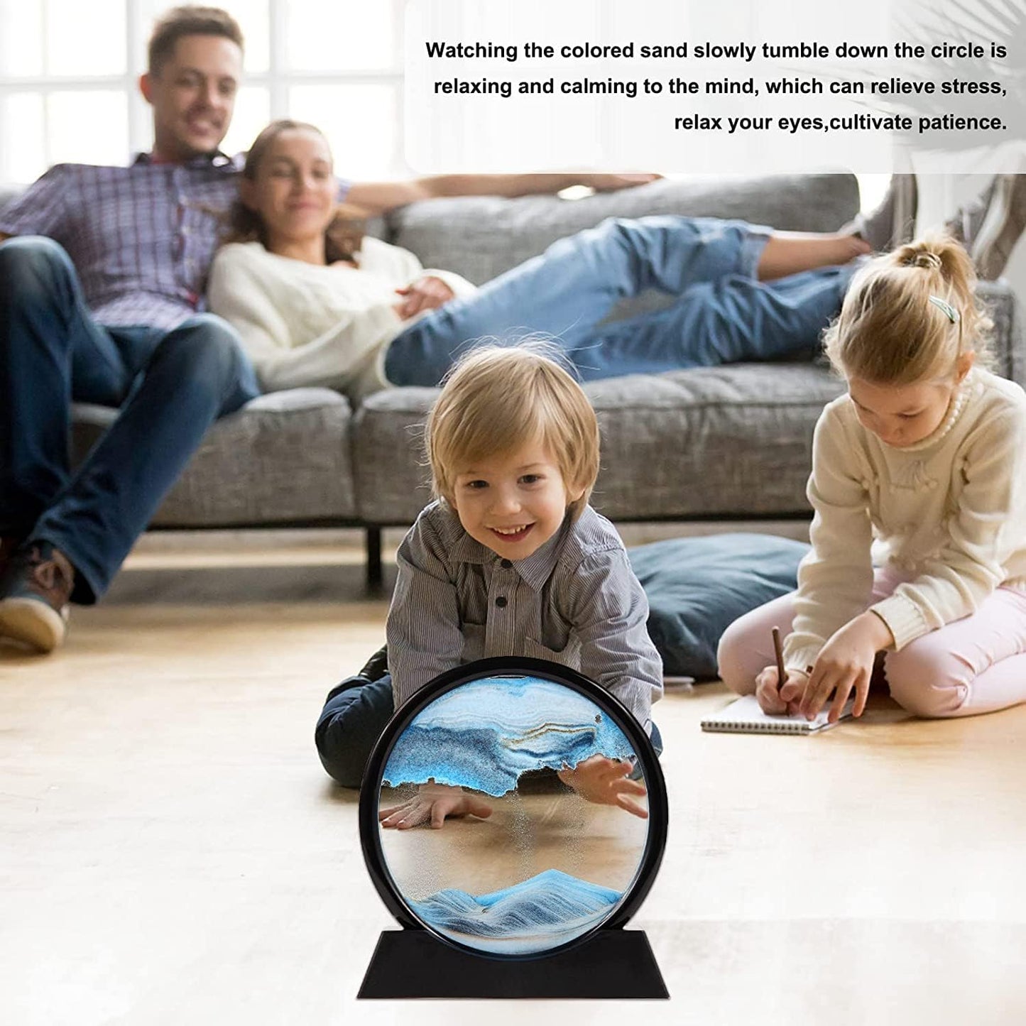 3D Moving Sand Art Picture – Glass Liquid Landscape Painting Decorative Showpiece for Home & Office