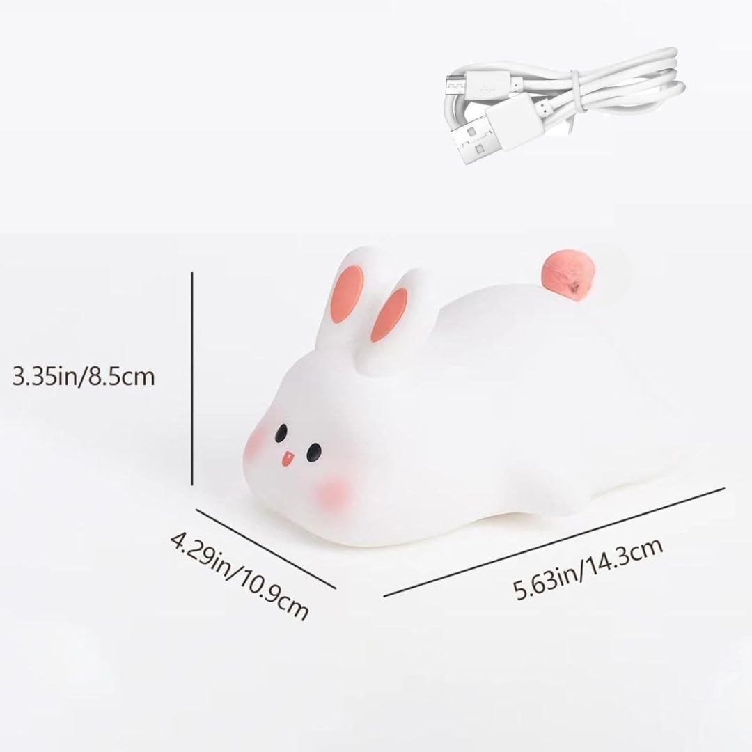 Big Face Rabbit Night Light – Cute Silicone Bunny Lamp for Kids