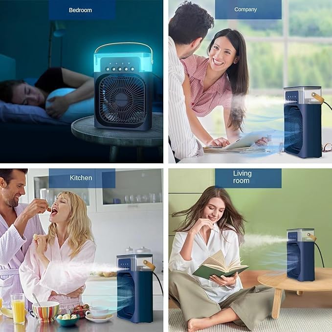 Cooler Fan with Mist Spray | USB Portable AC for Desk, Room, Office, Car | 3-Speed, 360° Airflow, Quiet, Lightweight| For Summer,Travel,Camping,Study