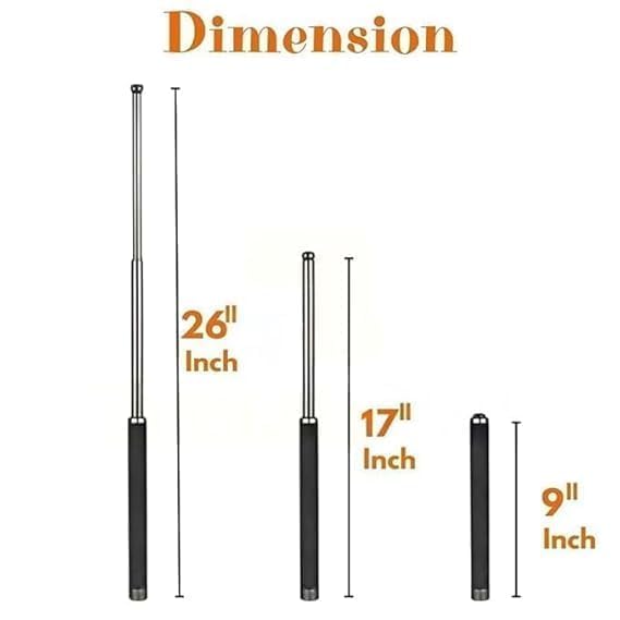 Stainless Steel Foldable Self-Defense Pointer & Hiking Stick – Extendable Safety Wand with Non-Slip Grip & Carry Pouch