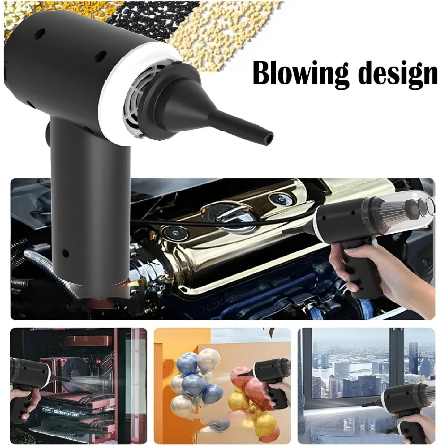 3-in-1 Portable Car Vacuum Cleaner – USB Rechargeable, Wireless & Powerful for Travel & Home Use
