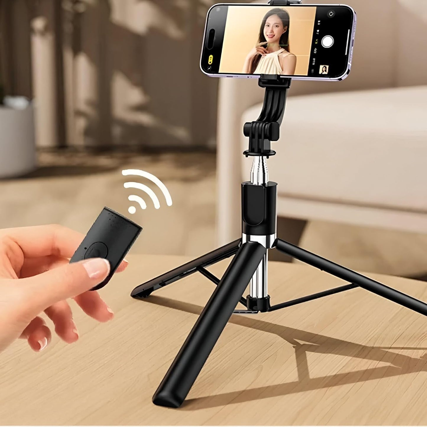 R1-L 3-in-1 Selfie Stick Tripod – 67” Extendable with Bluetooth Remote & Stable Base for Vlogging
