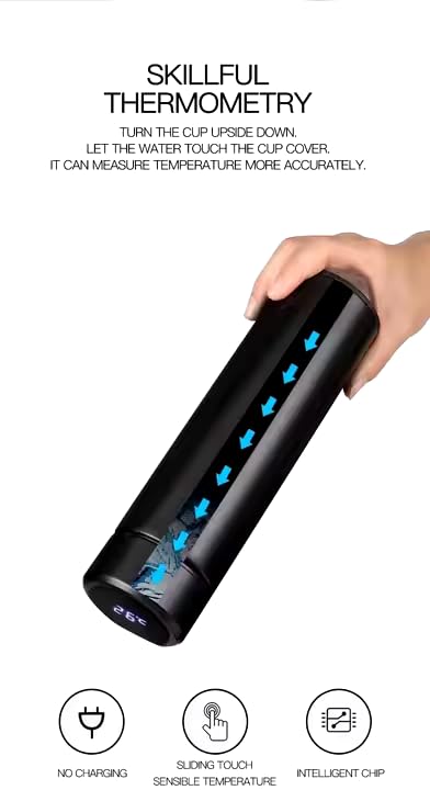 500ml LED Temperature Vacuum Flask – ISI Certified Ombre Steel Bottle | 12 Hrs Hot & Cold Insulated Water Bottle