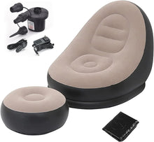 Inflatable Sofa with Air Pump & Footstool – Portable Air Couch Chair for Indoor & Outdoor Use
