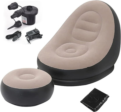 Inflatable Sofa with Air Pump & Footstool – Portable Air Couch Chair for Indoor & Outdoor Use