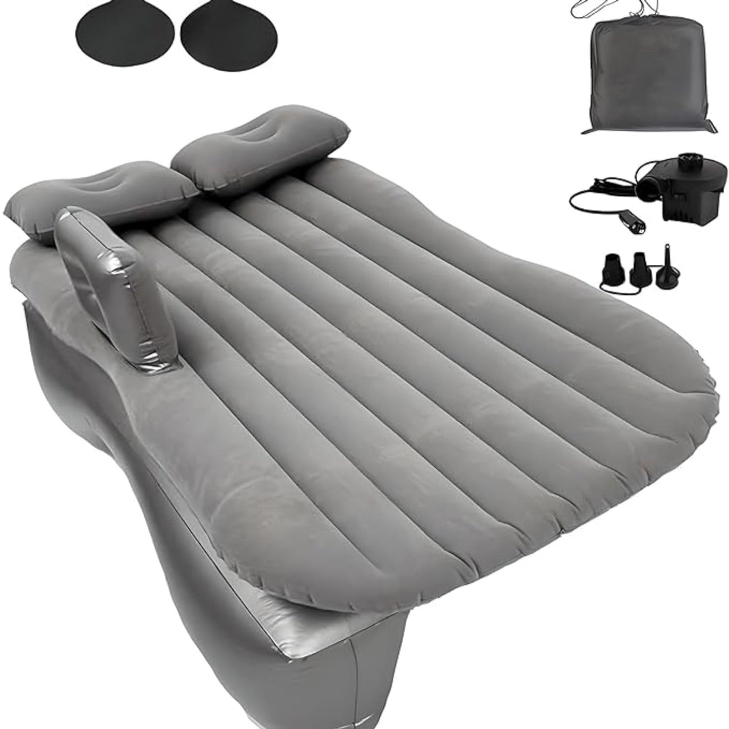 Portable Car Air Mattress for Back Seat – Inflatable Travel Sleeping Bed with Pump & 2 Pillows