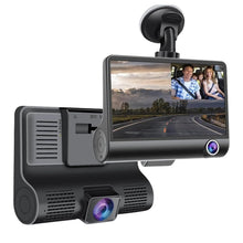 3-Way Dash Cam with Full HD Recording – Front, Cabin & Rear Camera with G-Sensor and Motion Detection