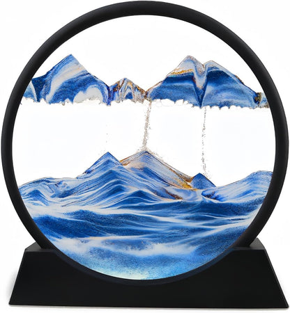 3D Moving Sand Art Picture – Glass Liquid Landscape Painting Decorative Showpiece for Home & Office