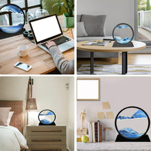 3D Moving Sand Art Picture – Glass Liquid Landscape Painting Decorative Showpiece for Home & Office