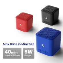 Ambrane 5W Wireless Bluetooth Mini Speaker – 12H Playtime, 40mm Driver, Bluetooth 5.1, Portable Design (Cube+, Blue)