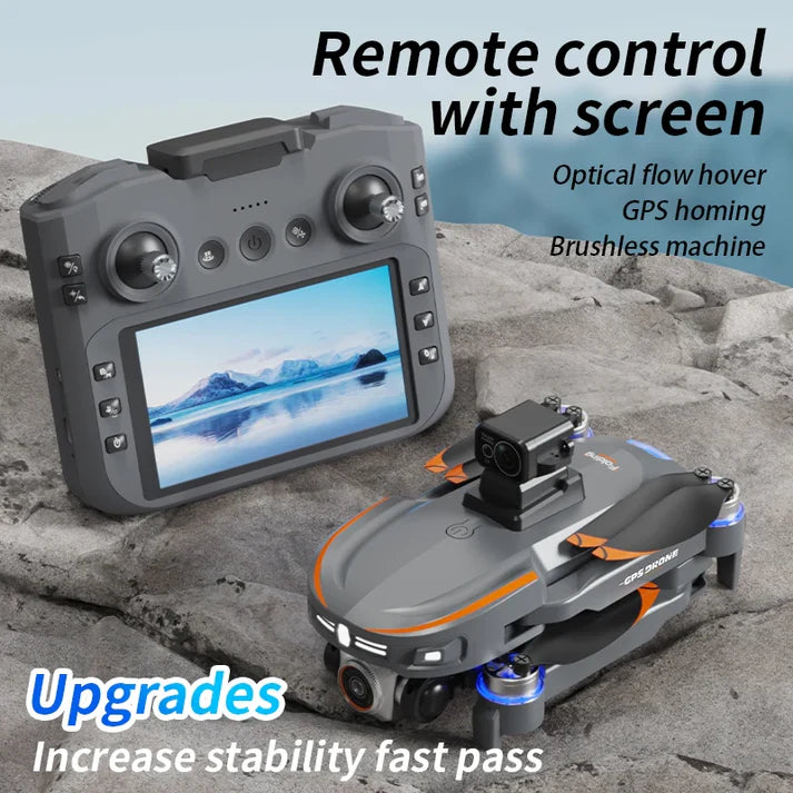 S28 GPS Aerial Photography Drone with Big Display Remote – 4K Camera, Laser Obstacle Avoidance, Foldable Brushless Quadcopter, 20 minutes fly time