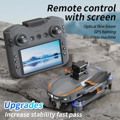 S28 GPS Aerial Photography Drone with Big Display Remote – 4K Camera, Laser Obstacle Avoidance, Foldable Brushless Quadcopter, 20 minutes fly time