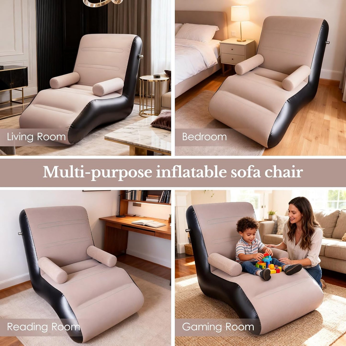 Inflatable Deck Chair with Air Pump – Portable Lounger Sofa for Indoor & Outdoor Use