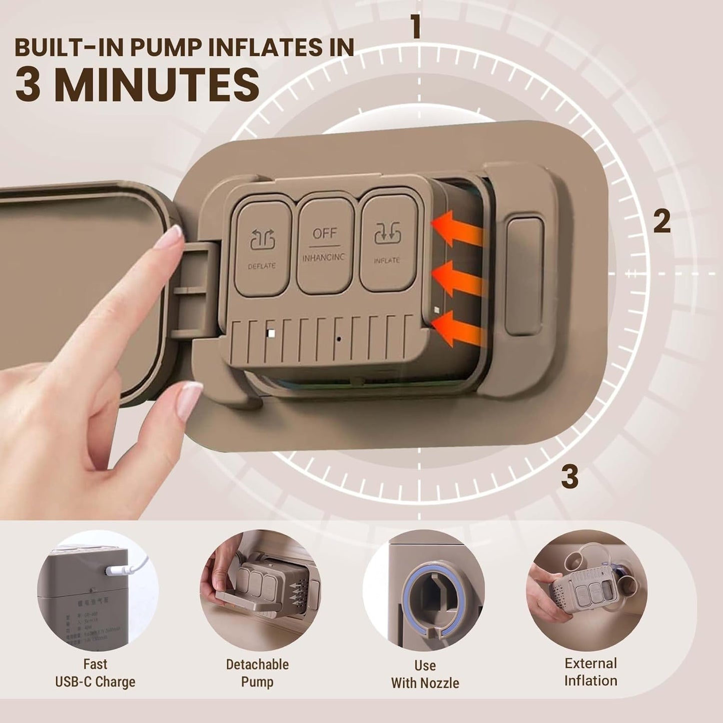 PVC Portable Air Mattress with Built-In Pump – Double Layer Inflatable Bed for Home, Camping & Guests (198×100×40 cm)