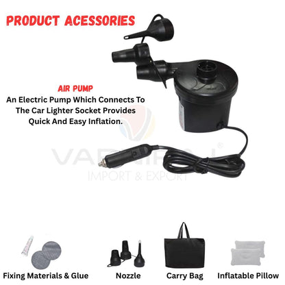 Portable Car Air Mattress for Back Seat – Inflatable Travel Sleeping Bed with Pump & 2 Pillows