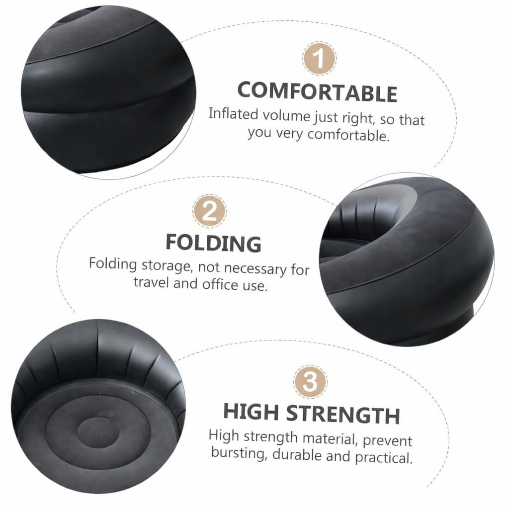 Single Inflatable Air Chair – Ergonomic Blow Up Lounge Sofa with Flocked Surface for Indoor & Outdoor Use