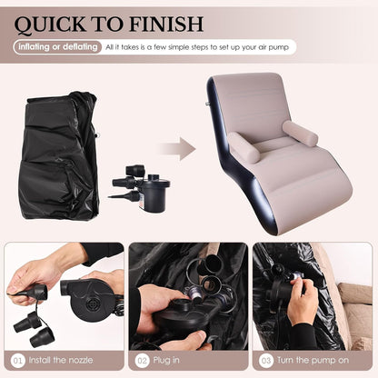 Inflatable Deck Chair with Air Pump – Portable Lounger Sofa for Indoor & Outdoor Use