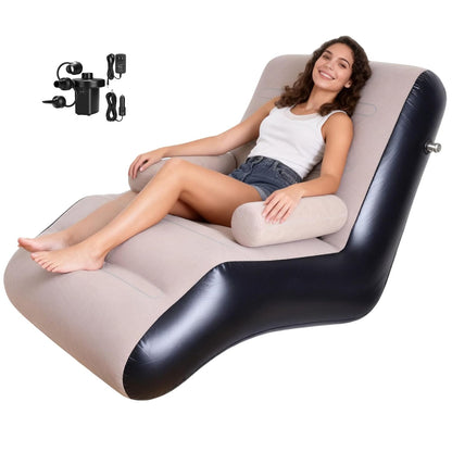 Inflatable Deck Chair with Air Pump – Portable Lounger Sofa for Indoor & Outdoor Use
