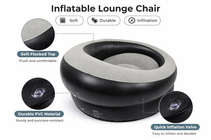 Single Inflatable Air Chair – Ergonomic Blow Up Lounge Sofa with Flocked Surface for Indoor & Outdoor Use