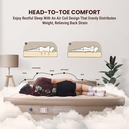 PVC Portable Air Mattress with Built-In Pump – Double Layer Inflatable Bed for Home, Camping & Guests (198×100×40 cm)