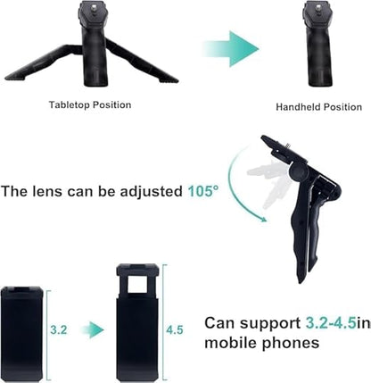 Video Making Kit with Microphone, Mini Tripod, LED Light & Phone Holder – Vlogging Tripod Kit (Black)