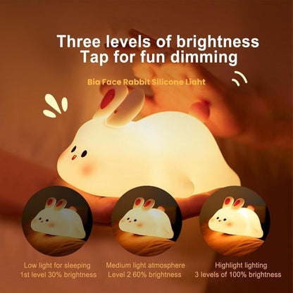 Big Face Rabbit Night Light – Cute Silicone Bunny Lamp for Kids