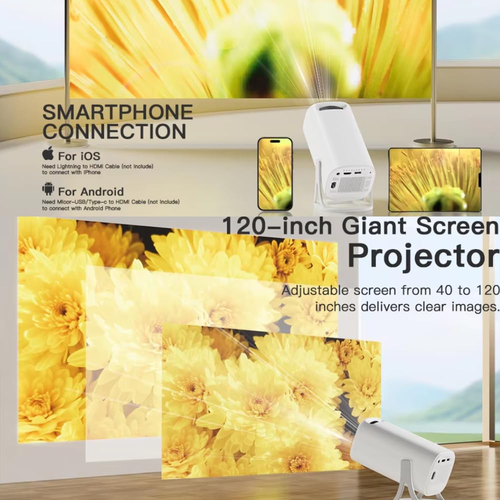 D&T Android 13 Smart LED Projector – Native 1080p Full HD, 8400 Lumens, Built-in Netflix, Prime & Hotstar