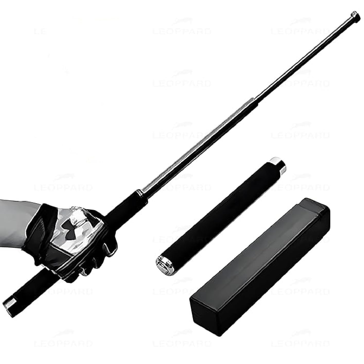 Stainless Steel Foldable Self-Defense Pointer & Hiking Stick – Extendable Safety Wand with Non-Slip Grip & Carry Pouch