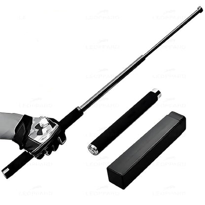 Stainless Steel Foldable Self-Defense Pointer & Hiking Stick – Extendable Safety Wand with Non-Slip Grip & Carry Pouch