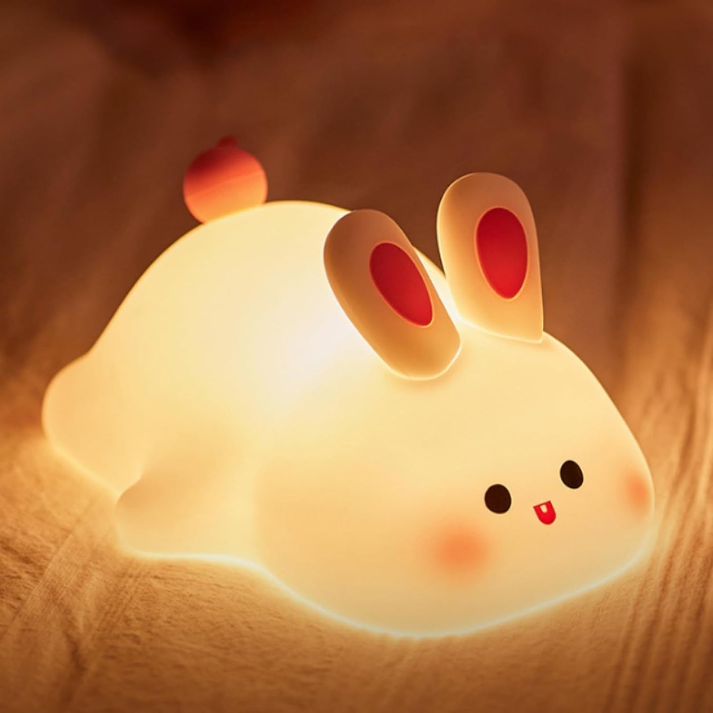 Big Face Rabbit Night Light – Cute Silicone Bunny Lamp for Kids