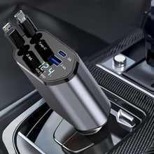 120W Fast Car Charger (2025 New Version) – Retractable Type-C Cable & 4-Port Universal Mobile Charger for All Devices