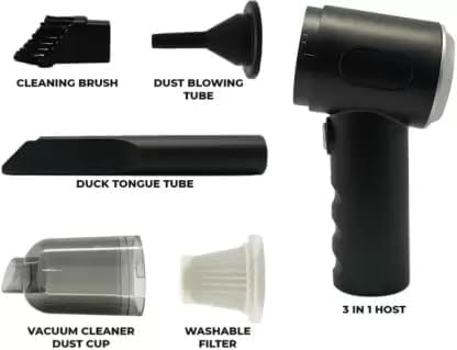 3-in-1 Portable Car Vacuum Cleaner – USB Rechargeable, Wireless & Powerful for Travel & Home Use