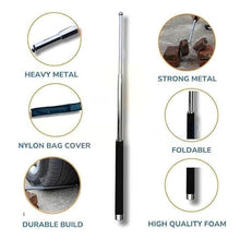 Stainless Steel Foldable Self-Defense Pointer & Hiking Stick – Extendable Safety Wand with Non-Slip Grip & Carry Pouch