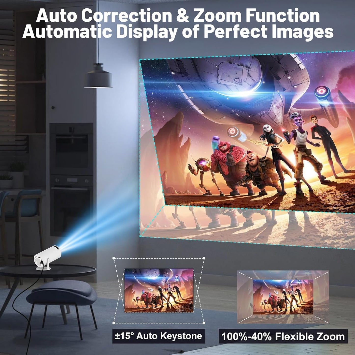 Portable Mini Projector – Full HD with 4K Support, WiFi & Bluetooth 5.0