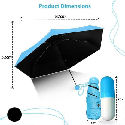 Compact Capsule Travel Umbrella – Portable, Foldable & Windproof Mini Umbrella with Stylish Case