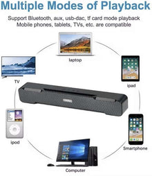 Bluetooth Soundbar 10W RMS | 2.0 Channel Wireless Speaker with Deep Bass, TWS, AUX, USB, TF Card & 6 Hrs Playback