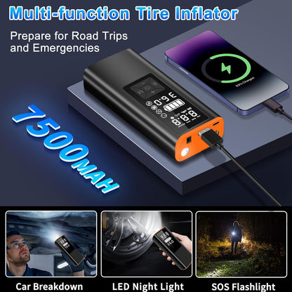 Portable Tire Inflator Air Compressor – Fast Car Tire Pump for Travel & Emergency