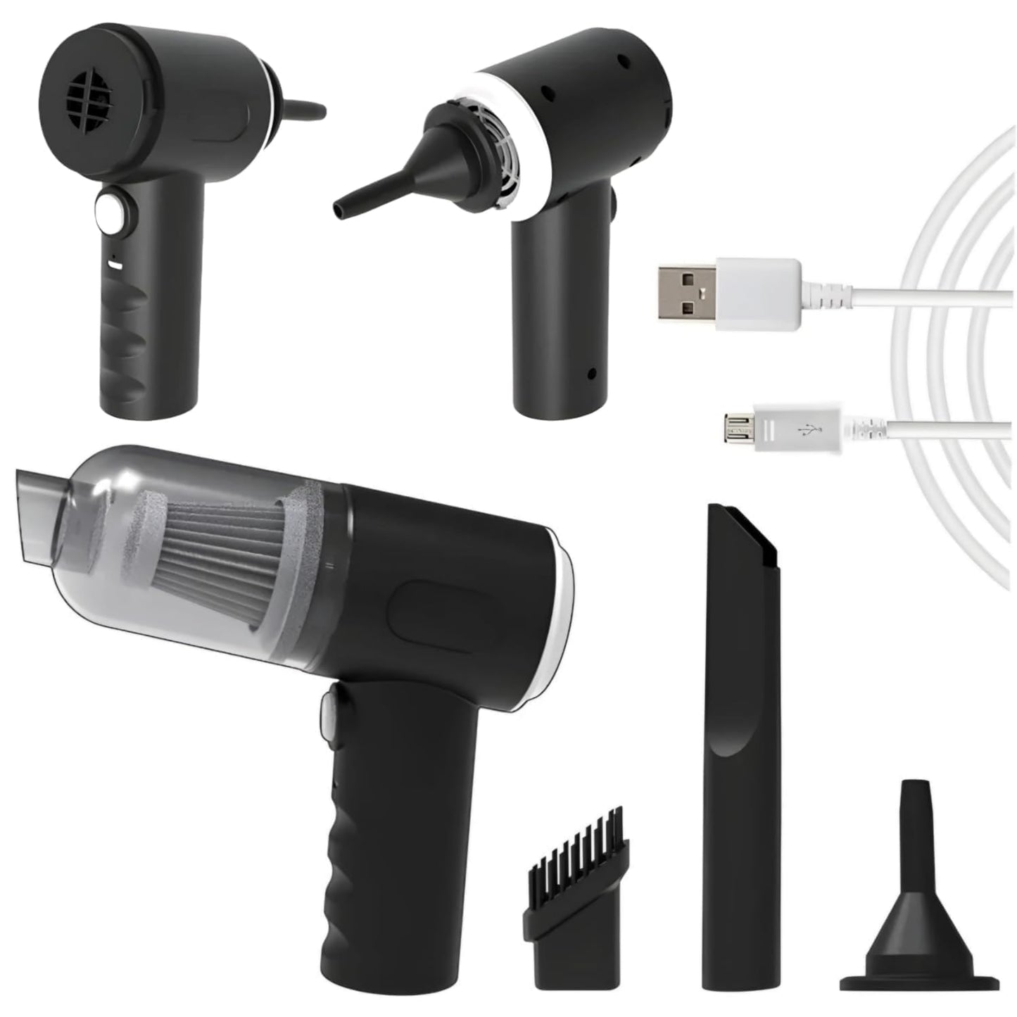 3-in-1 Portable Car Vacuum Cleaner – USB Rechargeable, Wireless & Powerful for Travel & Home Use