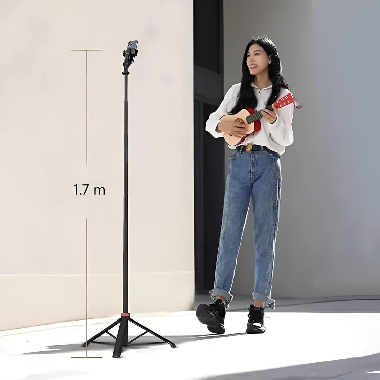 R1-L 3-in-1 Selfie Stick Tripod – 67” Extendable with Bluetooth Remote & Stable Base for Vlogging